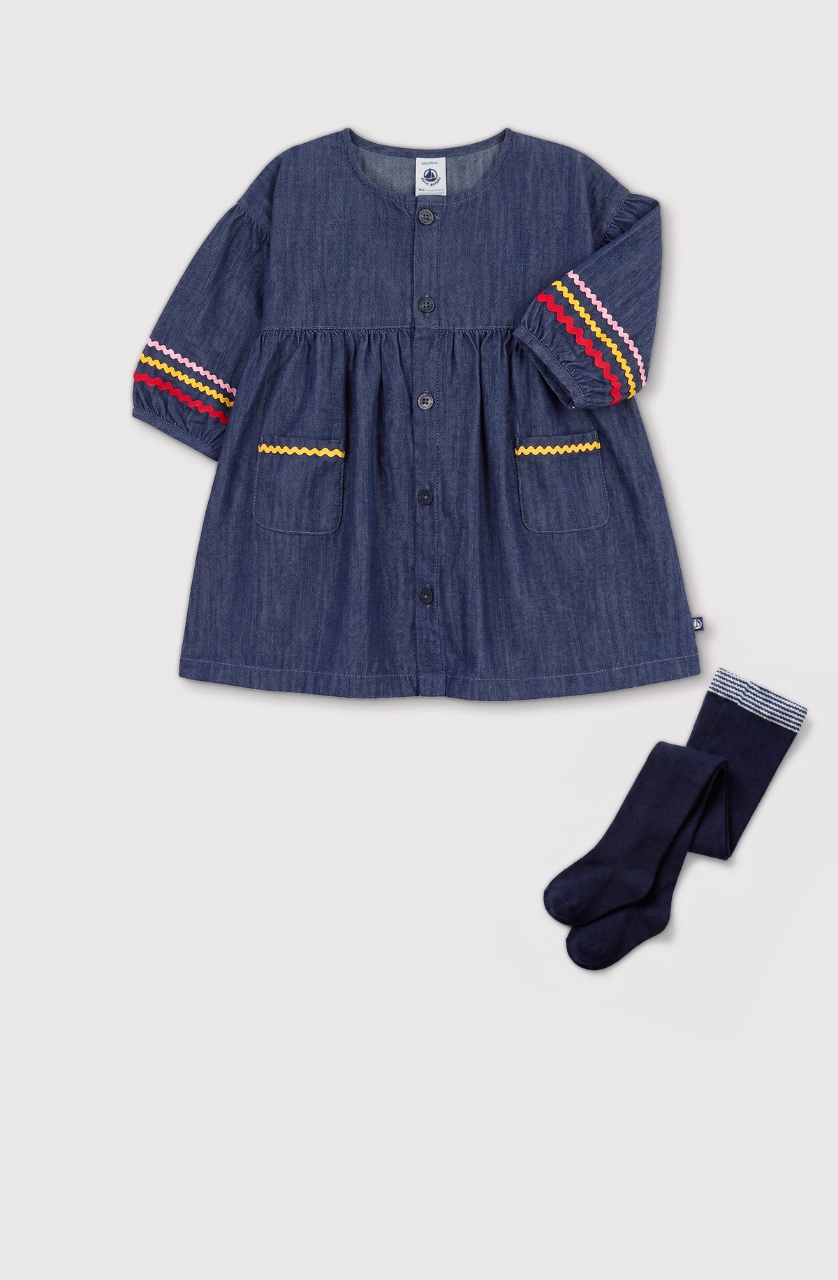 robe-bébé-en-denim-manches-longues