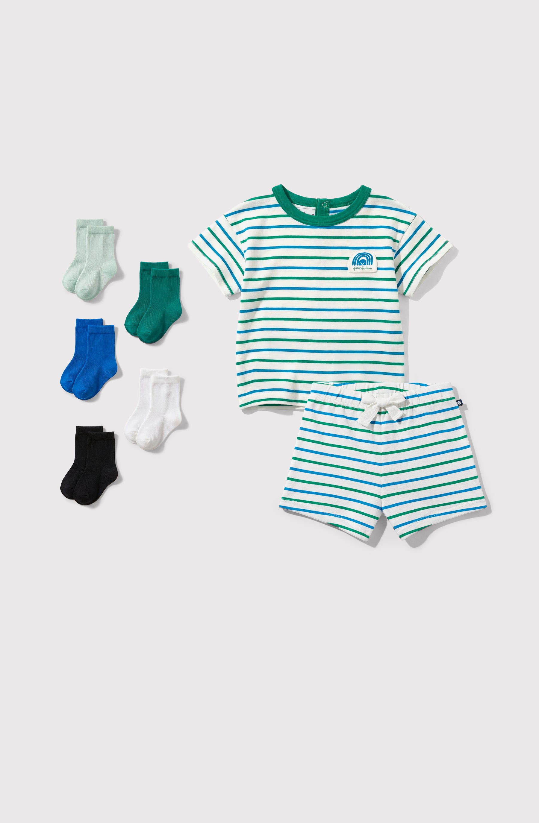 short-bébé-en-coton-rayé-bicolore